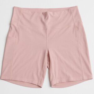 Starlemon Women’s High-Waisted Yoga Shorts with Pocket – Size: XL – Light Pink